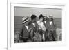 Gina Lollobrigida on the Seashore with Lifeguards-null-Framed Photographic Print