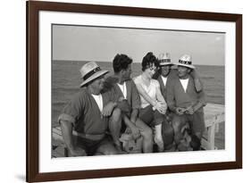 Gina Lollobrigida on the Seashore with Lifeguards-null-Framed Photographic Print