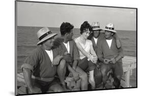 Gina Lollobrigida on the Seashore with Lifeguards-null-Mounted Photographic Print