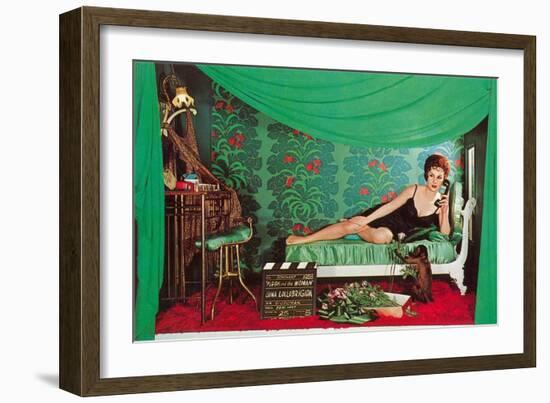 Gina Lolobrigida with Monkey-null-Framed Art Print