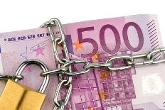 Euro Banknotes with Chain and Padlock-ginasanders-Photographic Print