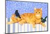 Ginger Cat and Blackbirds-Isabelle Brent-Mounted Photographic Print