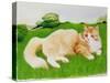 Ginger Cat in Field-Joan Freestone-Stretched Canvas