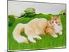 Ginger Cat in Field-Joan Freestone-Mounted Giclee Print