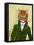 Ginger Cat in Green Coat-Fab Funky-Framed Stretched Canvas