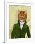 Ginger Cat in Green Coat-Fab Funky-Framed Art Print