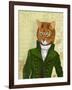 Ginger Cat in Green Coat-Fab Funky-Framed Art Print