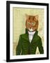 Ginger Cat in Green Coat-Fab Funky-Framed Art Print