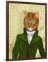 Ginger Cat in Green Coat-Fab Funky-Framed Art Print