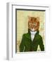 Ginger Cat in Green Coat-Fab Funky-Framed Art Print