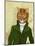 Ginger Cat in Green Coat-Fab Funky-Mounted Art Print