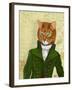 Ginger Cat in Green Coat-Fab Funky-Framed Art Print