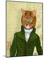 Ginger Cat in Green Coat-Fab Funky-Mounted Art Print