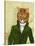 Ginger Cat in Green Coat-Fab Funky-Stretched Canvas