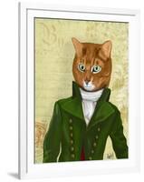 Ginger Cat in Green Coat-Fab Funky-Framed Art Print