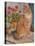 Ginger Cat on Doorstep-Janet Pidoux-Stretched Canvas