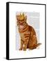 Ginger Cat with Crown Full-Fab Funky-Framed Stretched Canvas