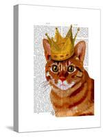 Ginger Cat with Crown Portrai-Fab Funky-Stretched Canvas