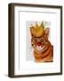 Ginger Cat with Crown Portrai-Fab Funky-Framed Art Print