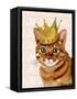 Ginger Cat with Crown Portrait-Fab Funky-Framed Stretched Canvas