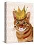 Ginger Cat with Crown Portrait-Fab Funky-Stretched Canvas