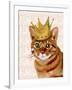 Ginger Cat with Crown Portrait-Fab Funky-Framed Art Print