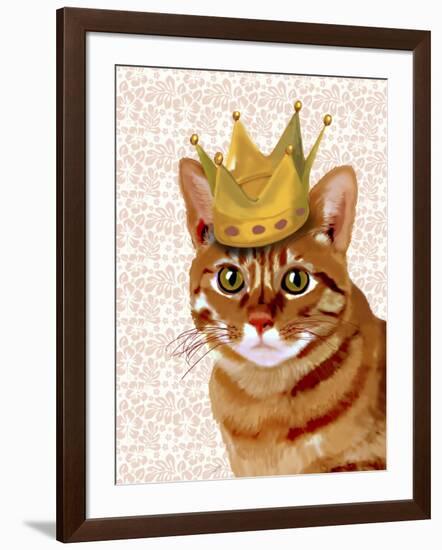 Ginger Cat with Crown Portrait-Fab Funky-Framed Art Print