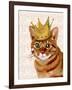 Ginger Cat with Crown Portrait-Fab Funky-Framed Art Print