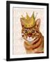 Ginger Cat with Crown Portrait-Fab Funky-Framed Art Print