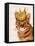 Ginger Cat with Crown Portrait-Fab Funky-Framed Stretched Canvas