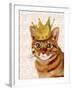 Ginger Cat with Crown Portrait-Fab Funky-Framed Art Print