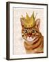 Ginger Cat with Crown Portrait-Fab Funky-Framed Art Print