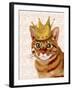 Ginger Cat with Crown Portrait-Fab Funky-Framed Art Print