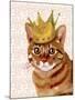 Ginger Cat with Crown Portrait-Fab Funky-Mounted Art Print