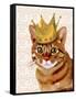 Ginger Cat with Crown Portrait-Fab Funky-Framed Stretched Canvas