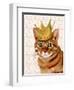 Ginger Cat with Crown Portrait-Fab Funky-Framed Art Print