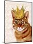 Ginger Cat with Crown Portrait-Fab Funky-Mounted Art Print