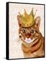 Ginger Cat with Crown Portrait-Fab Funky-Framed Stretched Canvas