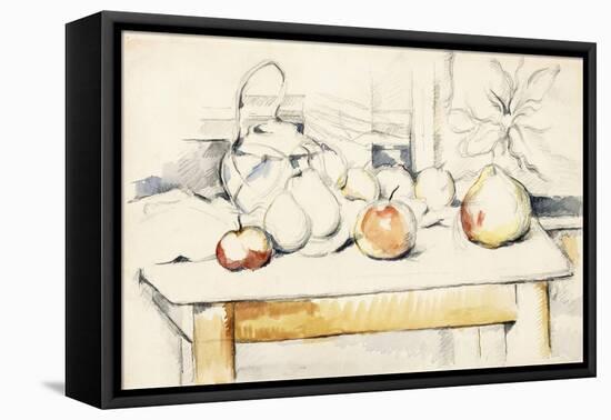 Ginger Jar and Fruit on a Table, 1888-90-Paul Cézanne-Framed Stretched Canvas