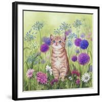 Ginger Kitten in Flowers-Janet Pidoux-Framed Giclee Print