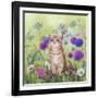 Ginger Kitten in Flowers-Janet Pidoux-Framed Giclee Print