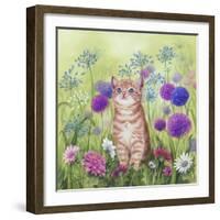 Ginger Kitten in Flowers-Janet Pidoux-Framed Giclee Print