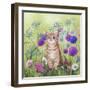 Ginger Kitten in Flowers-Janet Pidoux-Framed Giclee Print