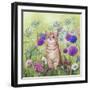 Ginger Kitten in Flowers-Janet Pidoux-Framed Giclee Print