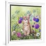 Ginger Kitten in Flowers-Janet Pidoux-Framed Giclee Print