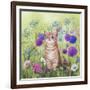Ginger Kitten in Flowers-Janet Pidoux-Framed Giclee Print