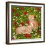 Ginger Kittens in Red Poppies-Janet Pidoux-Framed Giclee Print