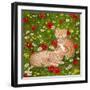 Ginger Kittens in Red Poppies-Janet Pidoux-Framed Giclee Print