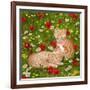 Ginger Kittens in Red Poppies-Janet Pidoux-Framed Giclee Print