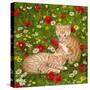 Ginger Kittens in Red Poppies-Janet Pidoux-Stretched Canvas